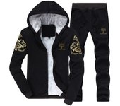 Sudadera a la moda para hombre, conjuntos deportivos, chaqueta de invierno + Pantalones, chándal informal para hombre, ropa deportiva de marca, chándales, abrigo para hombre L negro