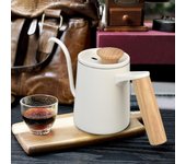 Cafetera de acero inoxidable con cuello de cisne, color blanco mate, cafetera de goteo, tetera para preparar café