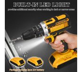 Kits de taladro inalámbrico con 2 baterías, taladro eléctrico de mano de 21V con portabrocas sin llave de 38 pulgadas UK PLUG amarillo