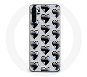 Coque pour Huawei P30 Fond de coeurs noirs