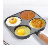 Sartén para tortillas de cuatro orificios con revestimiento de granito y mango de madera, ideal para cocinas de gas y de inducción. United States