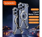 Funda de teléfono celular de PC con revestimiento metálico líquido magnético de lujo para iPhone 14 13 15 Pro Max, carcasa de disipación hueca, cubierta a prueba de golpes For iPhone 13 gris