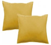 Lot de 2 taies d’oreiller Palace pur coton teint lavé 63 fils/cm² Vent du sud - Palace Curry - Lot de 2 taies d'oreiller 65 x 65 cm