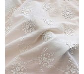 Tela de algodón bordada con flores 3D blancas, 130cm de ancho, 1 yardas/lote, vestido/ropa/mantel/Material de cortina DIY 1Yard*130cm beige