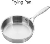 Sartén de acero inoxidable de tres capas para todo el cuerpo, sartén de inducción apta para horno, juego de ollas y sartenes, adecuado para todas las estufas (Mango desmontable) 16CM