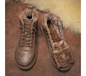 Botas cálidas de otoño e invierno para hombre, zapatos gruesos de felpa, zapatillas casuales con cremallera de color caqui, zapatos antideslizantes e impermeables 39 marrón