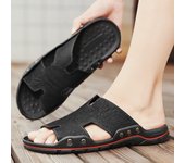 Zapatillas de hombre Sandalias de gladiador Sandalias romanas de verano al aire libre para hombres Zapatos de playa con punta abierta Tallas grandes EU:45 negro