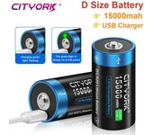 Batería recargable de iones de litio de tamaño 1,5 VD, LR20, R20, tipo D, pilas recargables USB para calentadores de agua y estufas a gas