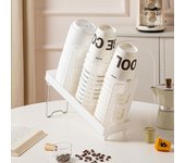 Portavasos ajustable, dispensador de vasos desechables con paneles extraíbles, organizador de vasos para la sala de estar, para cápsulas de café y pajitas. Unilateral blanco
