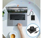 Muslady Perilla de control de volumen USB Controlador de volumen silencioso de una tecla para computadora portátil Plug and Play PC negro