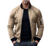 Chaquetas para hombre, chaqueta bomber de color sólido, abrigo de negocios para hombre, cortavientos con cremallera para hombre, ropa de calle básica coreana M negro