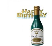 Creative Party Adorno para tarta de feliz cumpleaños con botella de champán (Paquete de 2) One Size oro/verde
