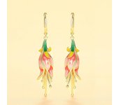 Pendientes de flores de gloria de la mañana para mujer, pendientes de diseño realista con gotas de aceite, pendientes pastorales de moda