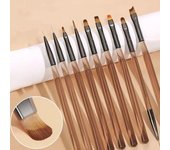 9 Uds. Pincel para decoración de uñas, pincel acrílico para extensión de Gel UV, pincel para pintar uñas, líneas de rayas francesas, herramienta de accesorios de manicura DIY 9pcs