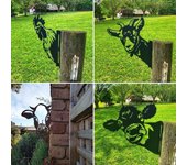 Colgante de metal para jardín, decoración de granja, vaca que mira, pollos, ovejas, arte de metal, adorno de vaca que mira H01(high quality)