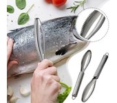 Herramienta para raspar escamas de pescado, nuevo kit multifunción de acero inoxidable (2024), descalcificador de pescado premium con dientes de sierra. One Size