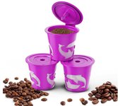 Taza de cápsula de café reutilizable, filtro de café recargable, paquete de 4 One Size púrpura