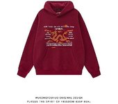 Sudadera con capucha para hombre en primavera y otoño, chaqueta versátil con estampado de letras sueltas y modernas, sudadera con capucha de manga larga para hombre, top informal M rojo vino