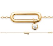 Les Trésors De Lily [R5802] - Pulsera chapada en oro 'Cléopatra' oro blanco - 19x7 mm (trombón) blanco