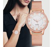 Reloj luminoso de diamantes para mujer, reloj de malla para mujer, reloj de cuarzo, relojes para mujer plata