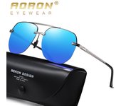 AORON Gafas de sol polarizadas de moda con medio marco de metal para hombres y mujeres, gafas de ciclismo para pescar al aire libre, gafas antideslumbrantes UV400 Without Case oro/negro