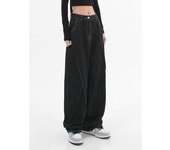 Pantalones Vaqueros Holgados Casuales para Hombres Y Mujeres Diseño De Costuras Sueltas Pantalones Rectos Negros High Street Pantalones De Mezclilla Boyfriend Y2k S-5XL 2XL negro