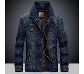 Chaqueta vaquera de otoño con relleno de algodón, chaqueta acolchada de algodón con solapa para hombre, chaqueta cálida, chaqueta holgada para hombre, talla grande 4XL azul oscuro
