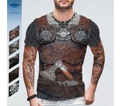 Camiseta informal de manga corta de verano con estampado 3D de armadura vikinga popular, ropa vintage de gran tamaño para hombre, camisetas gráficas de poliéster Harajuku S