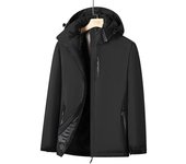 Chaqueta de otoño e invierno para hombre, ropa de algodón cálida y gruesa, resistente al viento y al agua, ropa de algodón para exteriores, chaqueta para hombre M negro