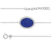 Altesse [Q7932] - Bracelet argent 'Sissi' bleu lapis lazuli blanc argenté (rhodié) - 17x14 mm