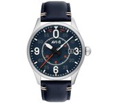Reloj automático para hombre AVI-8 Spitfire Smith Birmingham con correa de cuero y esfera azul AV-4090-02 azul