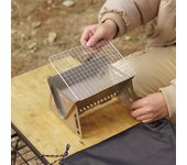 TOMSHOO Estufa de leña para Camping con Placa de Parrilla portátil para Exteriores Plegable de Acero Inoxidable plata