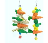 Juguete colgante de ratán para mascotas pequeñas, juguete para loros, hámster, cuerda para molar de conejo, jaula para pájaros, loro