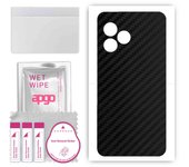 apgo Protective Skin Sticker for the back compatible with Xiaomi Redmi Note 12R, Wrap Film, Foil, Vinyl - Pattern Carbon Black