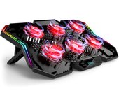 COOLCOLD K40 RGB Enfriador para computadora portátil Soporte de enfriamiento de 6 ventiladores Diseño silencioso con Soporte de Velocidad del Viento Ajustable negro