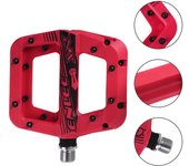 Pedales de bicicleta de montaña Pedales de bicicleta Pedales de plataforma de bicicleta de fibra de nailon ligeros antideslizantes para rojo