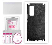 apgo Protective Skin Sticker for the back+sides compatible with Vivo V21e 5G, Full Wrap Film, Foil, Vinyl - Pattern Black Leather