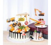 for Kids Boys Cupcake Topper Mini Road Sign Construction Crane Cake Topper Type 1