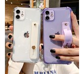Funda fluorescente a prueba de golpes con correa para muñeca, funda trasera transparente con soporte suave para Iphon 13, 12, 11pro Max, Xr, Xs, Max, X, 7, 8 Plus For iphone SE 2020
