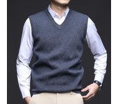 Chaleco grueso para hombre, chaleco de punto sin mangas para jóvenes, chaleco con cuello en V, chaleco informal de punto Jacquard, camiseta para hombre 165