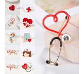 1PC médico estetoscopio en forma de corazón electrocardiograma Pin joyería broche mochila