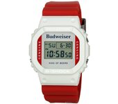 Reloj Budweiser Collab One One Modern G-SHOCK para hombre DW5600BUD20-7 con cierre de lazo, blanco y rojo, talla, blanco y rojo, talla,