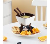 Juego de tazas para fondue de chocolate con tenedores, juego de ollas de cerámica de 300 ml para derretir chocolate Square