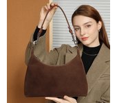 Bolso tote de hombro esmerilado de gran capacidad de cuero genuino para mujer 2024 30*9*18 marrón