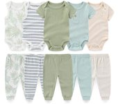 Conjunto de 10 piezas de ropa suave y cómoda para recién nacidos, mono de manga corta para bebé, niño y niña, paquete de regalo de luna llena 9-12Months