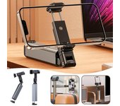 Soporte plegable para teléfono móvil de aleación de aluminio, portátil y ajustable, ideal para viajes, universal para estudio y oficina. plata