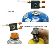 Adaptador de recarga de propano para estufa de gas de camping al aire libre, acoplador de tanque de cilindro plano de gas, carga de gas con válvula de alivio de presión púrpura