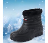 Zapatos cálidos de felpa de invierno para hombre, zapatos de algodón impermeables para exteriores, botas de lluvia para hombre, botas de trabajo, zapatos de agua de tubo medio alto, botas de nieve, botas 41 negro