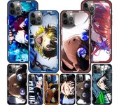 Funda para Apple Iphone 11 13 12 Mini 14 Pro Max Xr 7 8 + Se 2020 Xs 6 6s Plus 5s, funda de teléfono de silicona negra, Anime japonés con cerradura azul iPhone 5 5s SE