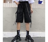 Pantalones deportivos para mujer, pantalones holgados de tendencia, pantalones de herramientas con múltiples bolsillos, pantalones cortos informales para mujer S negro